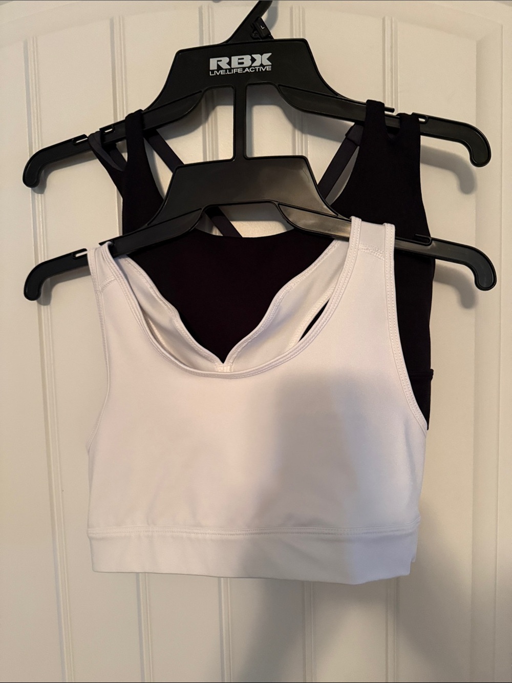 RBX Women's White Sports Bra with Black Layered Back